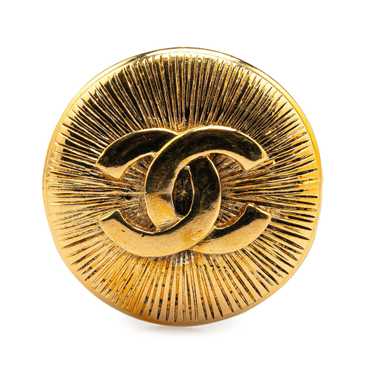 Gold Chanel Gold Plated CC Round Brooch - image 1