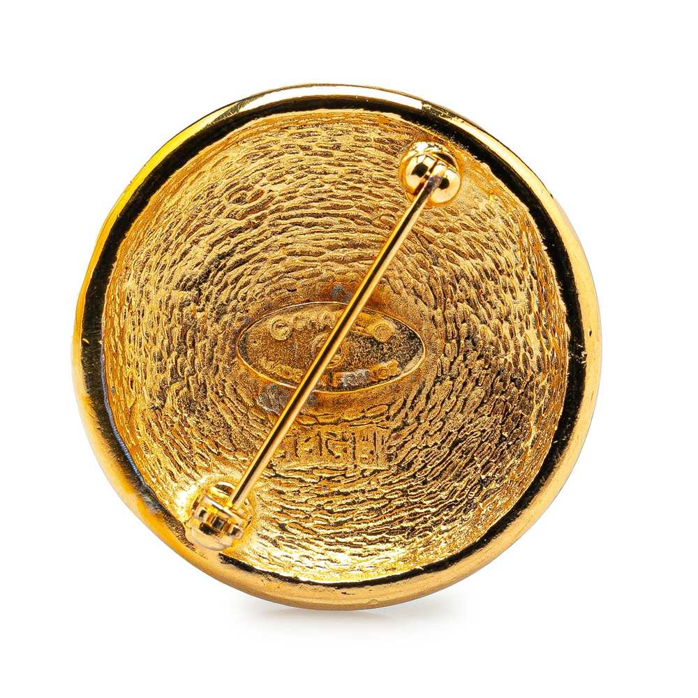 Gold Chanel Gold Plated CC Round Brooch - image 2