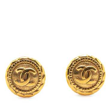 Gold Chanel Gold Plated CC Clip On Earrings - image 1