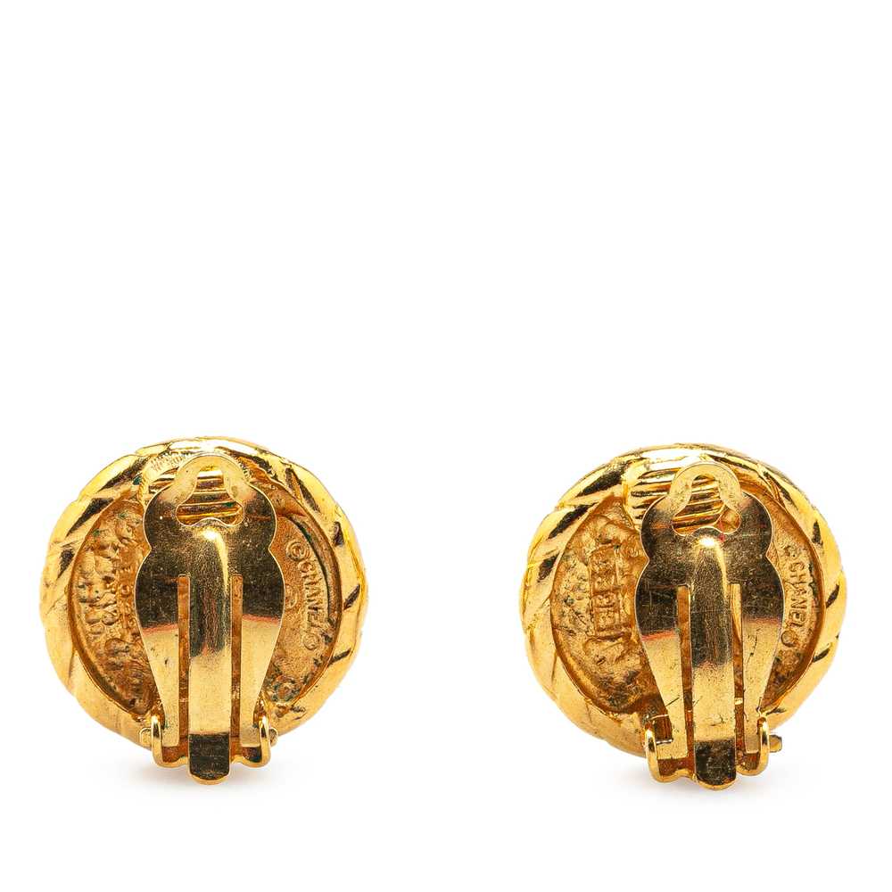 Gold Chanel Gold Plated CC Clip On Earrings - image 2