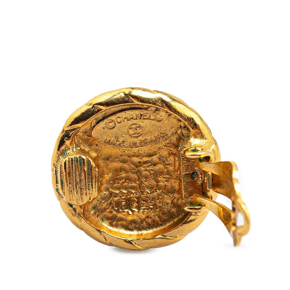 Gold Chanel Gold Plated CC Clip On Earrings - image 3