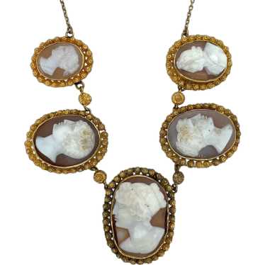 Victorian 14K Yellow Gold Cameo Necklace - image 1