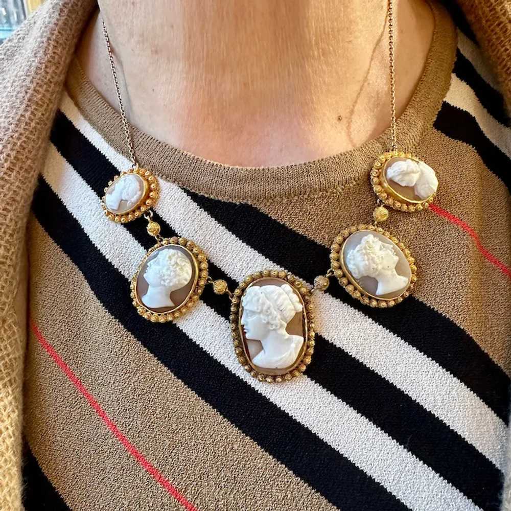 Victorian 14K Yellow Gold Cameo Necklace - image 4