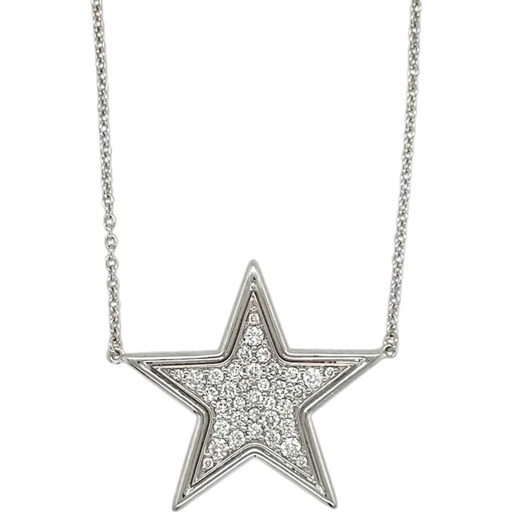 18K White Gold Diamond Star Pendant - image 1