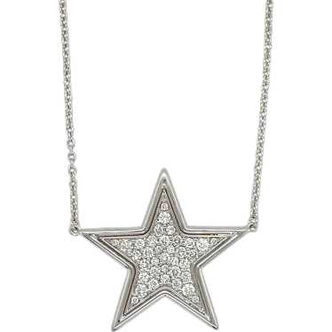18K White Gold Diamond Star Pendant - image 1