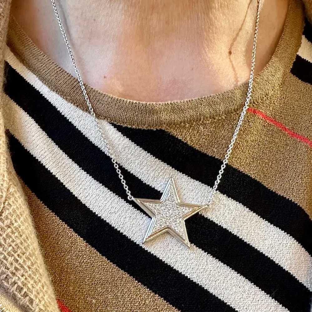 18K White Gold Diamond Star Pendant - image 4