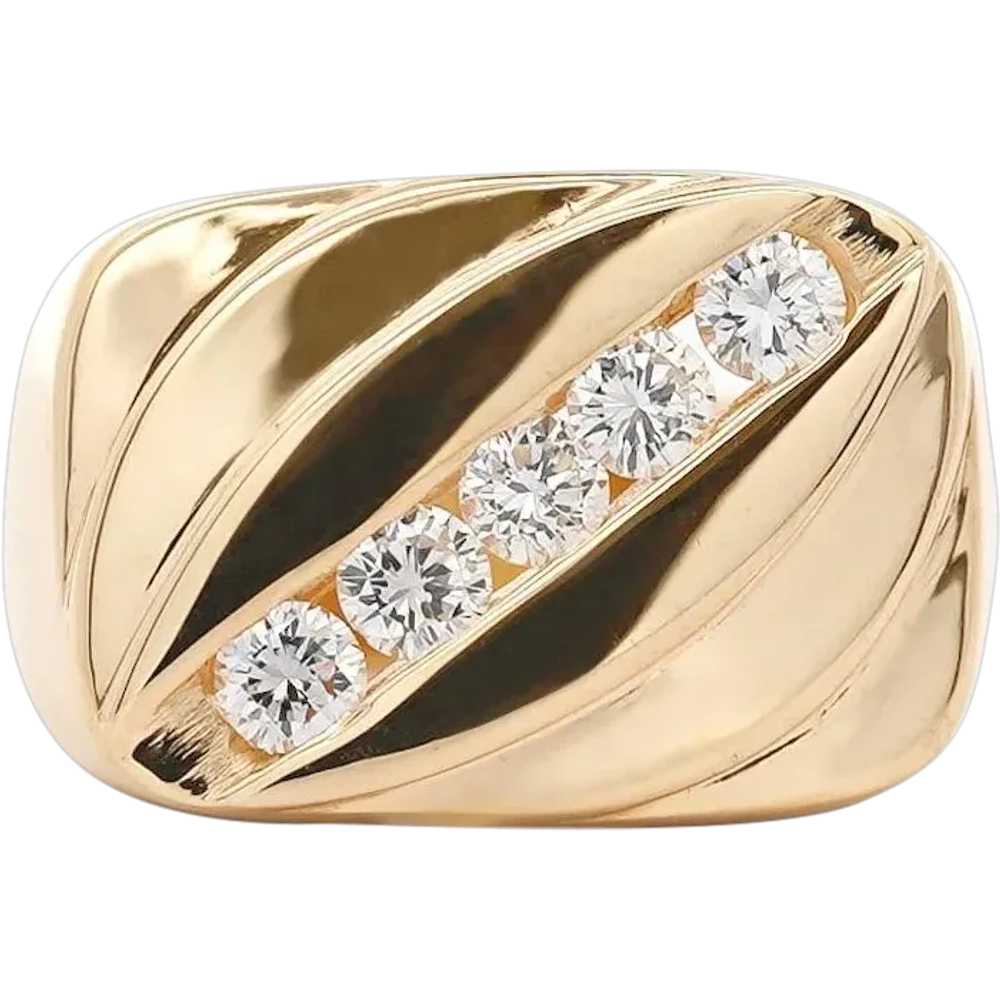 1 Carat Diagonal Diamond Channel Set 14K Gold Vin… - image 1