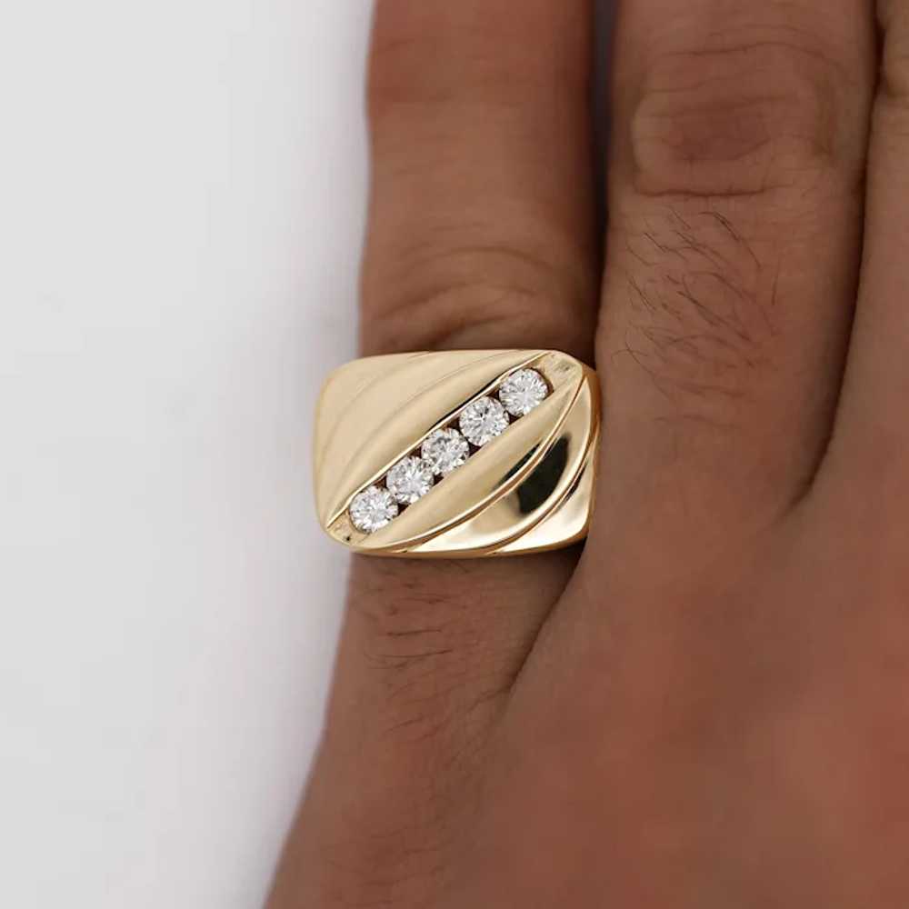 1 Carat Diagonal Diamond Channel Set 14K Gold Vin… - image 4
