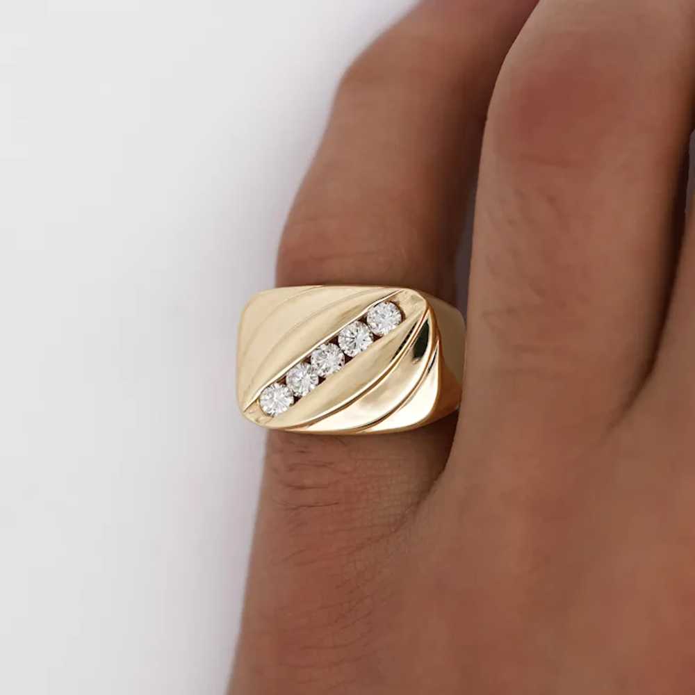 1 Carat Diagonal Diamond Channel Set 14K Gold Vin… - image 5