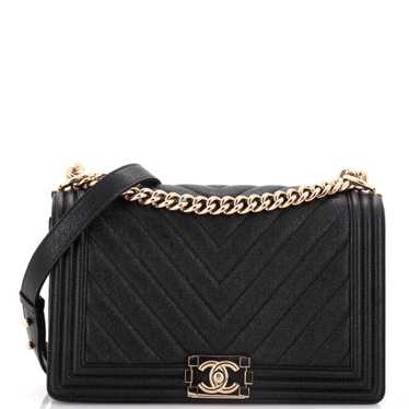 CHANEL Boy Flap Bag Chevron Caviar New Medium - image 1