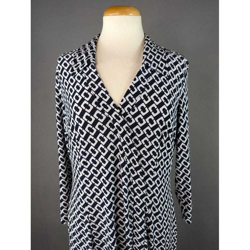 Chaps Dress Womens Blue White Geometric All Over … - image 3