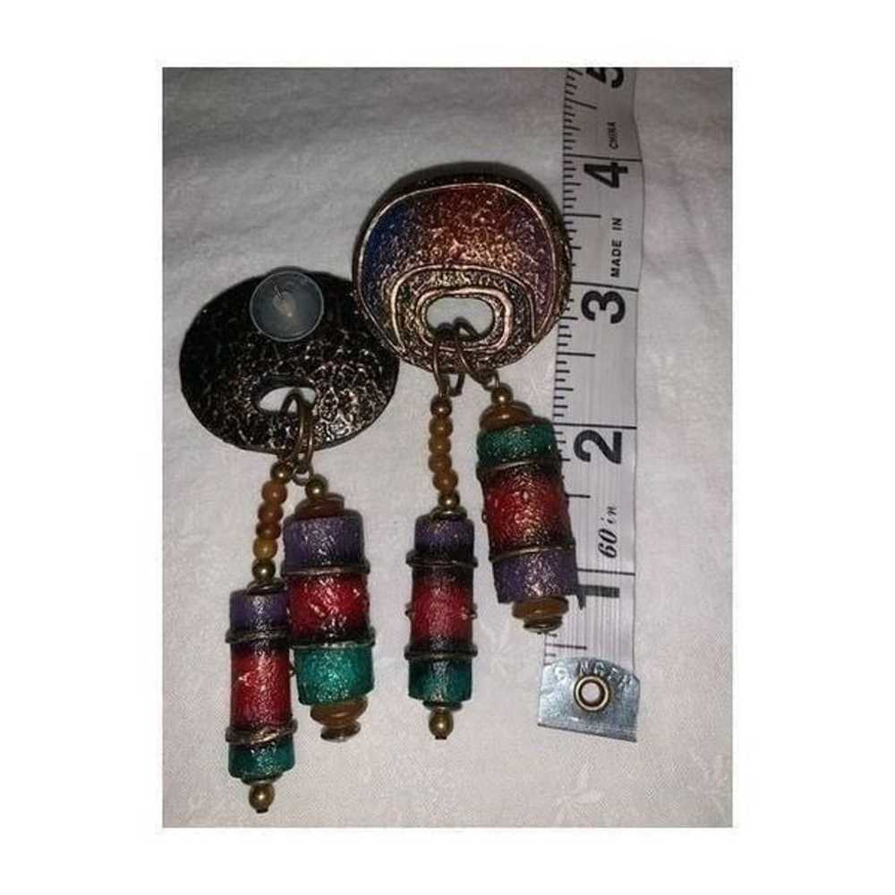 Vintage 1980’s Boho Statement Earrings Pierced - image 6