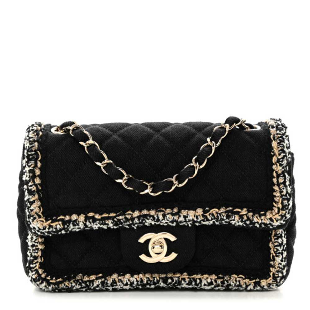CHANEL Denim Braided Mini Rectangular Flap Bag Bl… - image 1