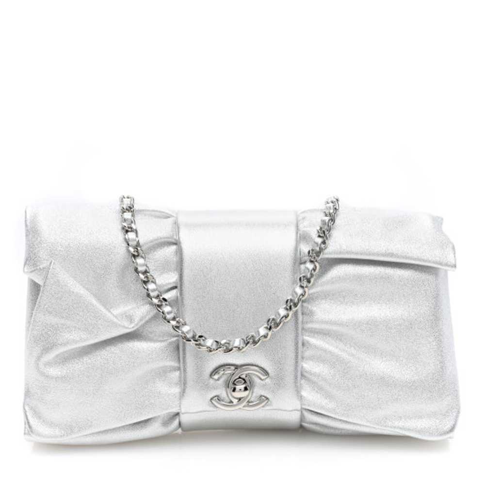 CHANEL Metallic Lambskin Tie My Bow Flap Clutch W… - image 1