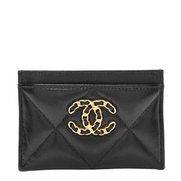 CHANEL Shiny Goatskin Quilted Chanel 19 Card Hold… - image 1