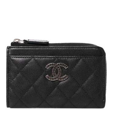 CHANEL Caviar Quilted CC Logo Zip Around Card Hol… - image 1