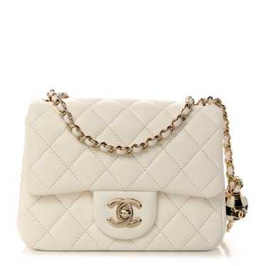 CHANEL Lambskin Quilted Mini Pearl Crush Flap Whi… - image 1