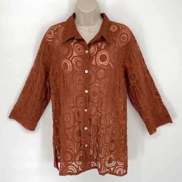 Chicos Chico's 3/4 Sleeve Burnout Swirl Blouse Sz… - image 1