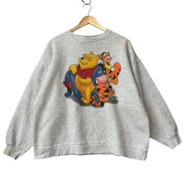 90s Disney Winnie the Pooh Short Sweatshirt Gray … - image 1