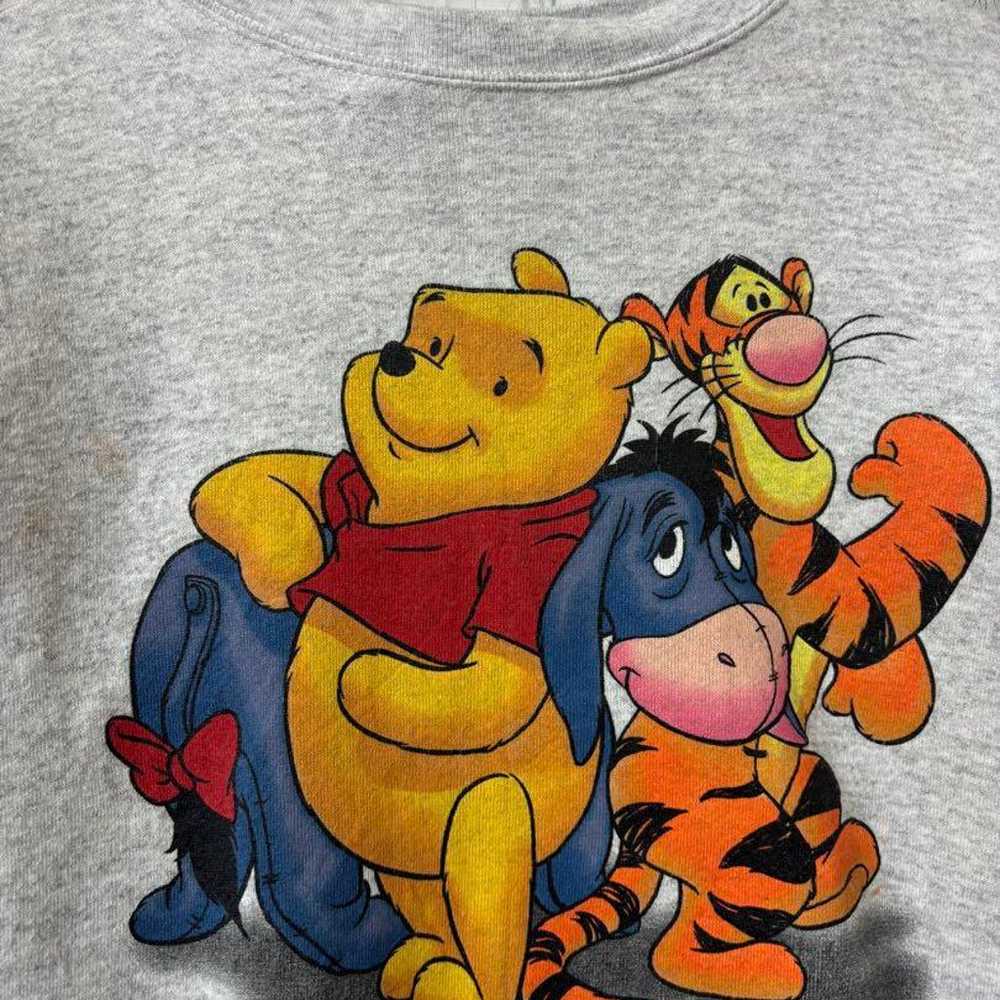 90s Disney Winnie the Pooh Short Sweatshirt Gray … - image 3