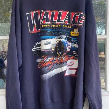 Vintage NASCAR Shirt Mens Large Black AOP Rusty Wallace #2