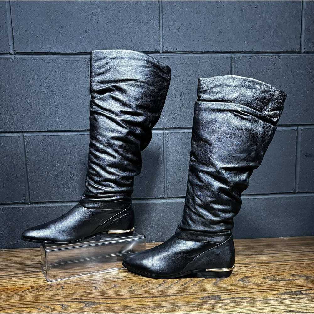 Other Vintage Black Leather Knee High Boots Women… - image 1