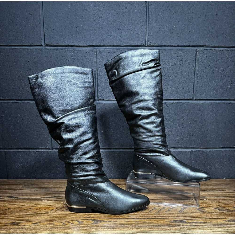 Other Vintage Black Leather Knee High Boots Women… - image 2