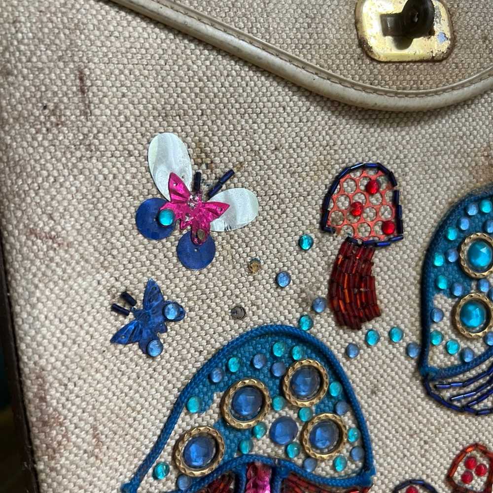 Vtg 1960s beaded mushroom handbag - image 2