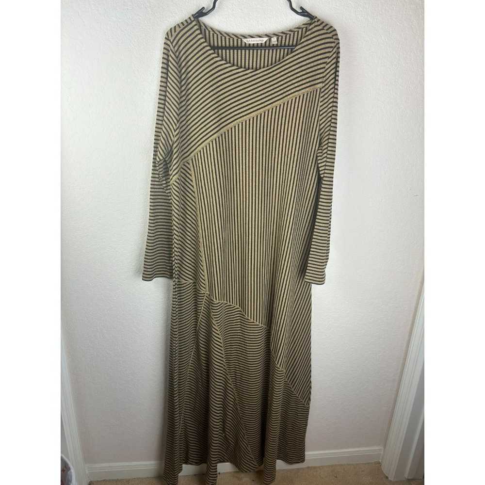 Soft Surroundings Ryley Maxi Dress Ribbed Tan Bla… - image 1