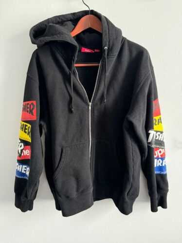 トップス Supreme Thrasher Zip Up Hooded M black Supreme / Thrasher Multi Logo Zip Up Hooded Sweatshirt Black