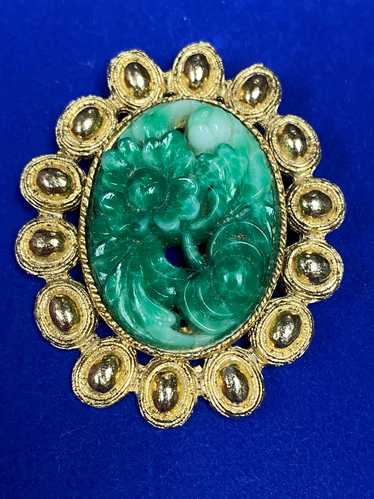 Vintage Hobé Jade Brooch