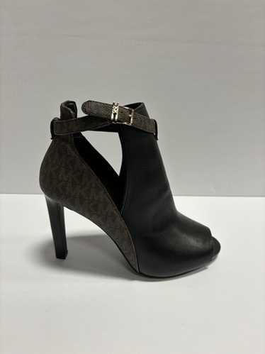 Michael Kors Lawson オープントゥヒール＊ブラック/ブラウン Lawson Leather Open-Toe Ankle Boot | Michael Kors [US]