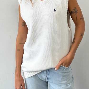 Polo Ralph Lauren Unisex Vintage White Cotton Swe… - image 1