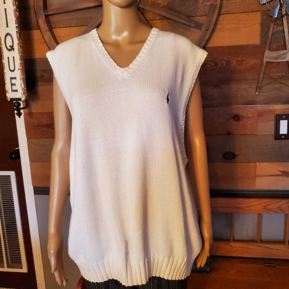 Polo Ralph Lauren Unisex Vintage White Cotton Swe… - image 2