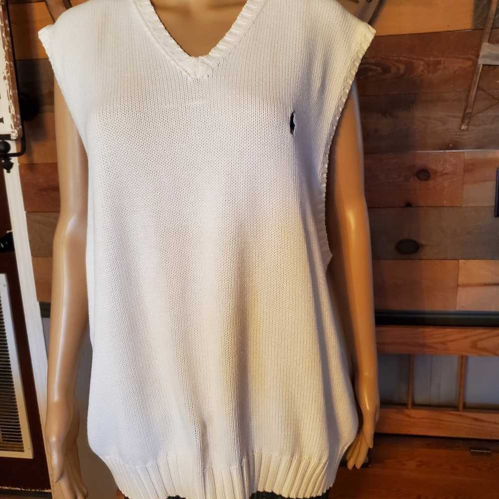 Polo Ralph Lauren Unisex Vintage White Cotton Swe… - image 3