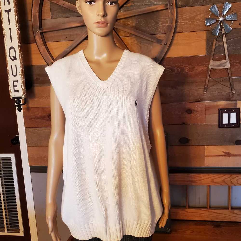 Polo Ralph Lauren Unisex Vintage White Cotton Swe… - image 9