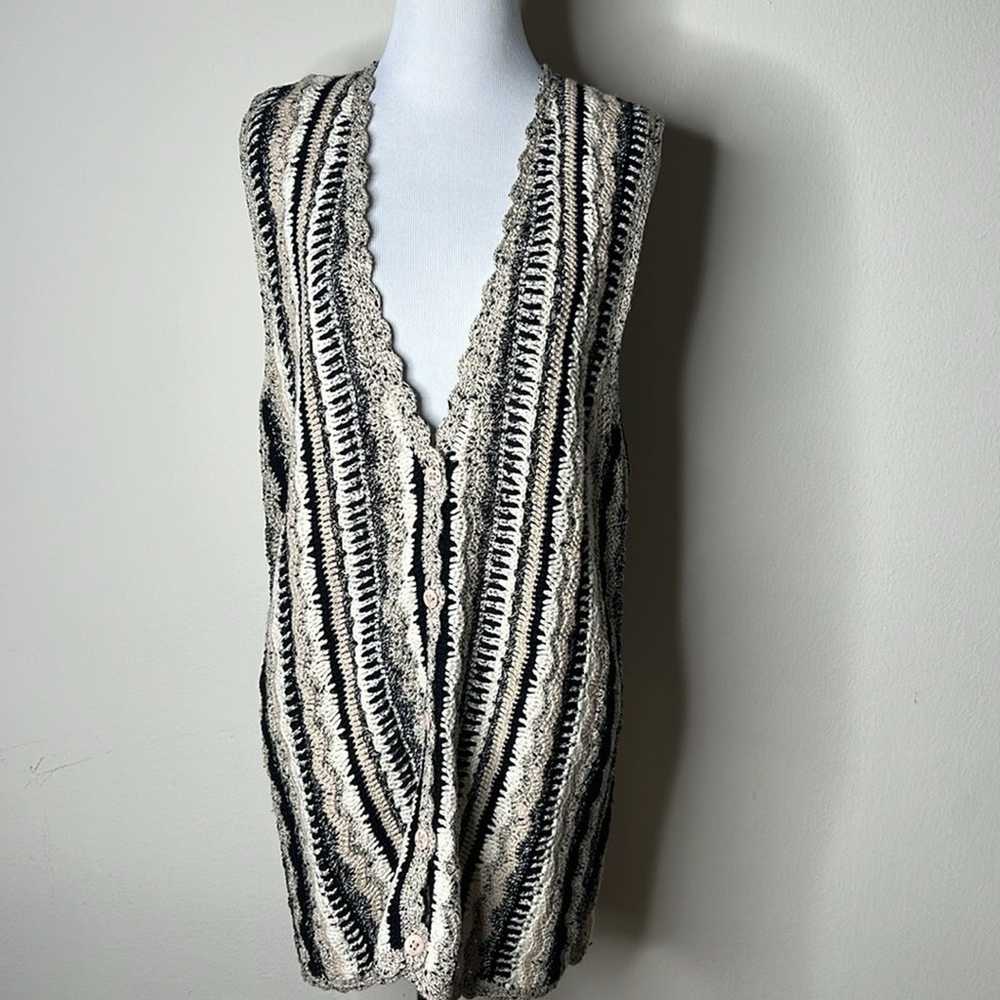 Talbots Tan and Black Vintage Long Sweater Vest - image 7