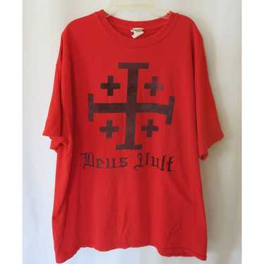 DEUS VULT God Wills It Logo T Shirt Size XL Men's 