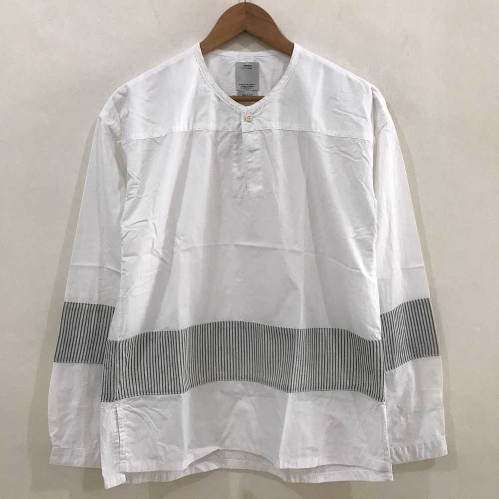 Visvim Visvim Collarless Stripe Trimmed Cotton