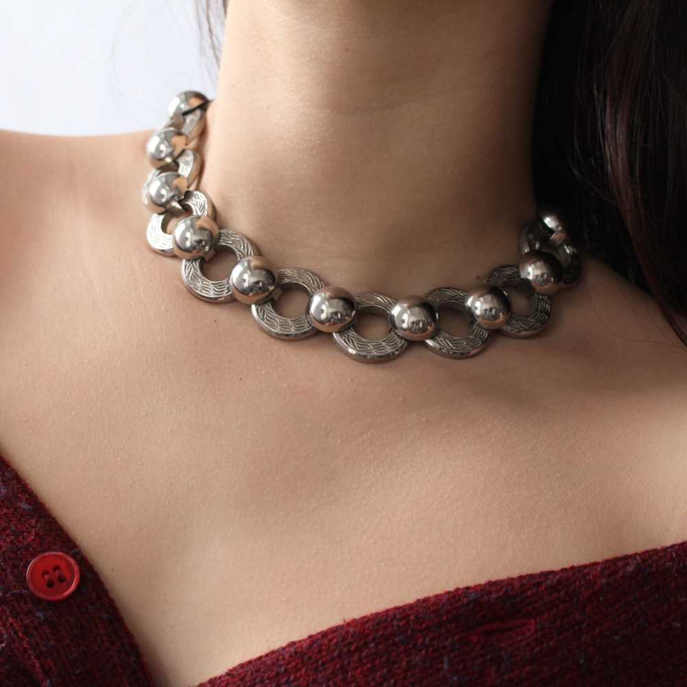 Vintage Chunky Silver Choker - image 3