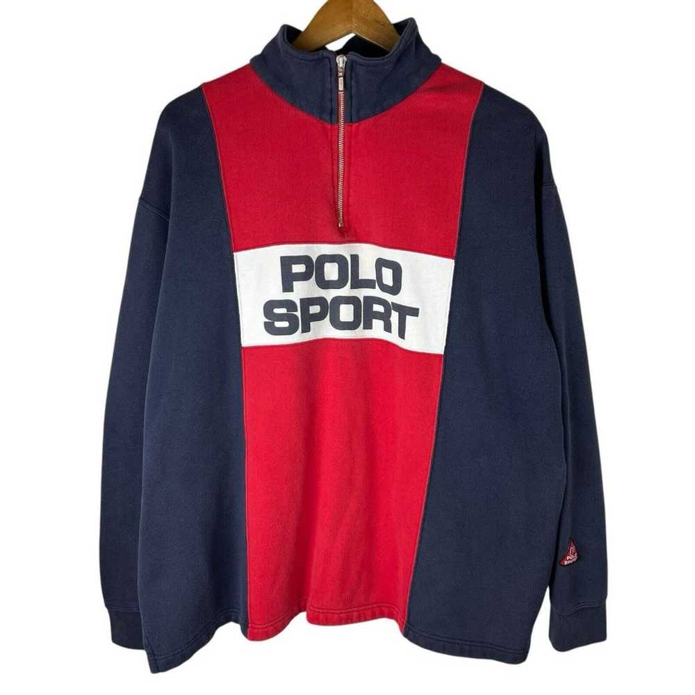 Vintage 90s Polo Sport Ralph Lauren Mens XL 1/4 Z… - image 1