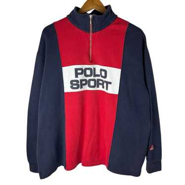 Vintage 90s Polo Sport Ralph Lauren Mens XL 1/4 Z… - image 1