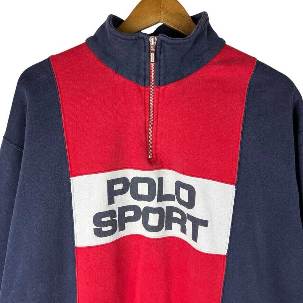 Vintage 90s Polo Sport Ralph Lauren Mens XL 1/4 Z… - image 2