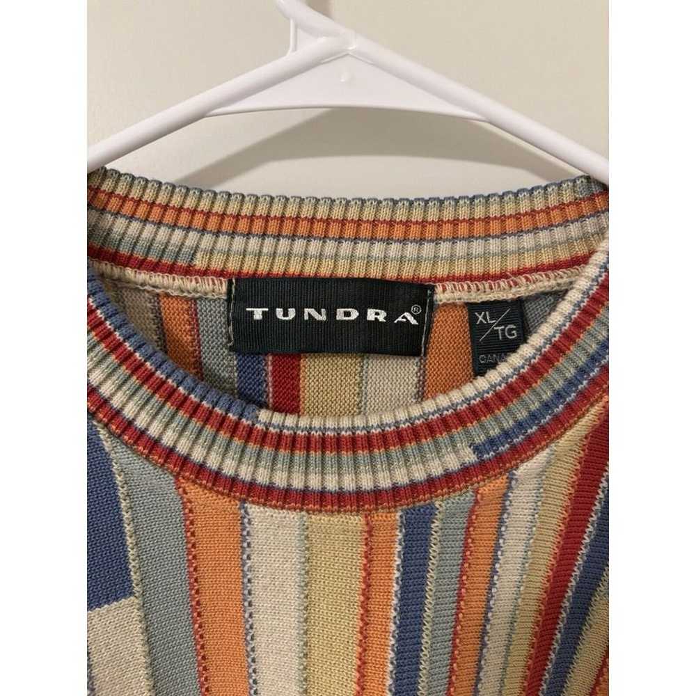 Vtg 90s Tundra Multi Color Pullover Knit Vertical… - image 2