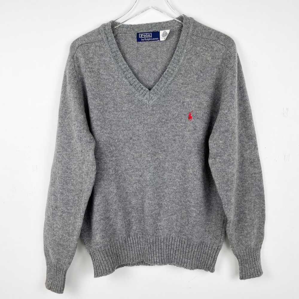Vintage 90s Polo Ralph Lauren Red Pony V Neck 100… - image 1