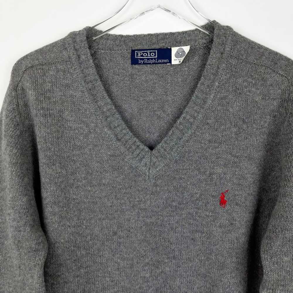 Vintage 90s Polo Ralph Lauren Red Pony V Neck 100… - image 2