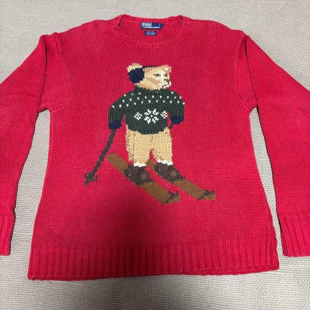 90s Polo Ralph Lauren Knit Polo Bear - image 1