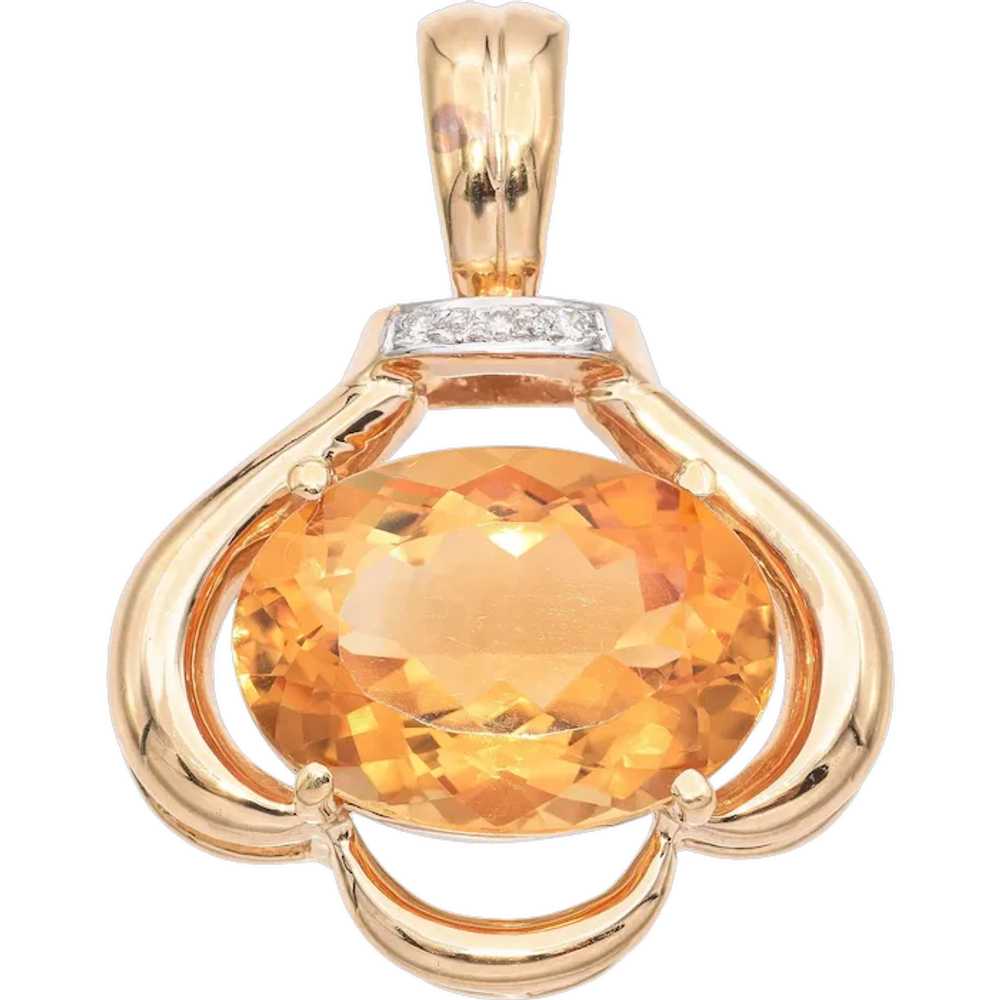Vintage 14k Yellow Gold Citrine Pendant - image 1