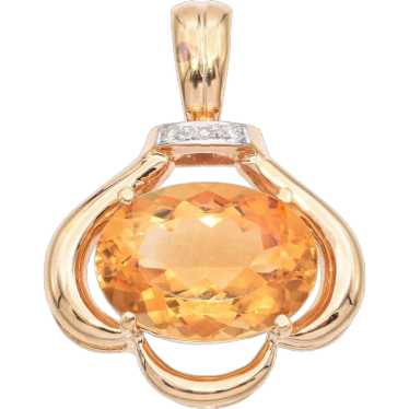 Vintage 14k Yellow Gold Citrine Pendant - image 1