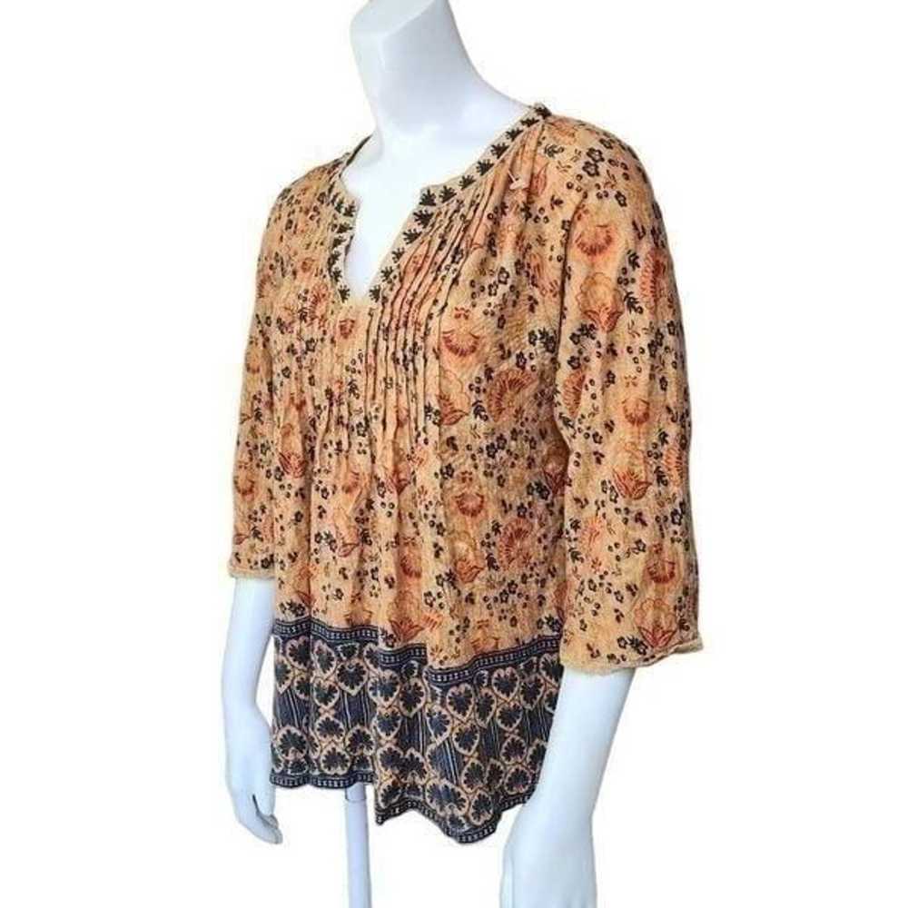 Vintage America Blues Tan, Orange, & Blue Floral … - image 1